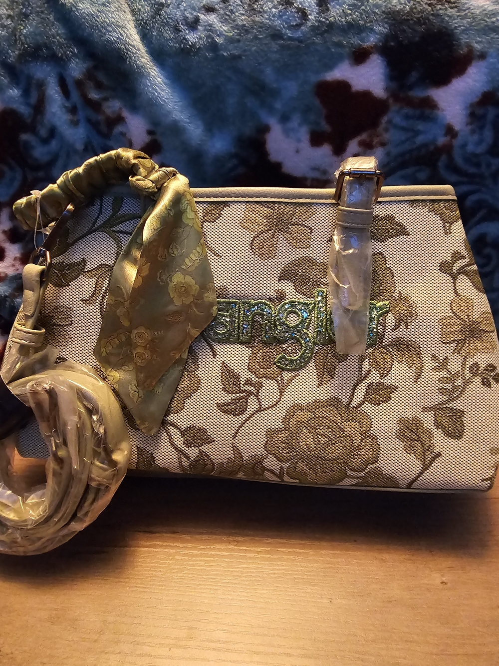Wrangler Floral Braided Scarf Crossbody Tote Bag NWT Western Boho Cream Green